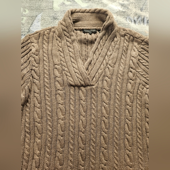 Jeanne Pierre Sweater Women's L Brown Cable Knit 100%Cotton Sweater - Picture 6 of 10